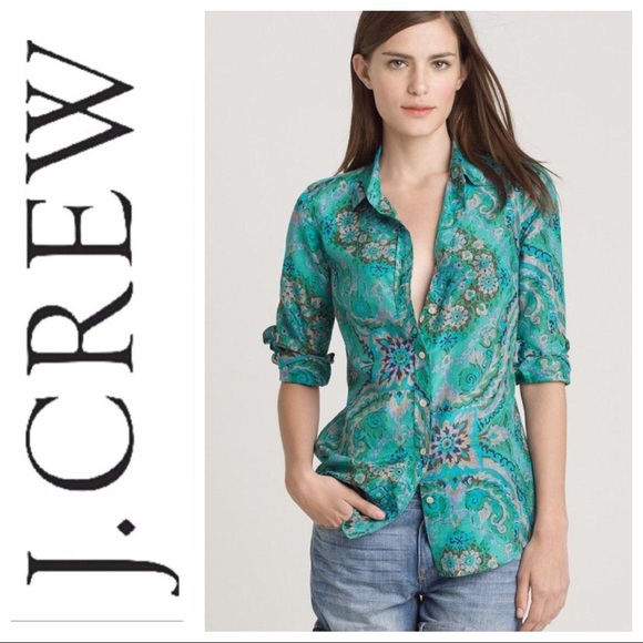 J. Crew Tops - J Crew Casbah Paisley Print The Perfect Shirt S